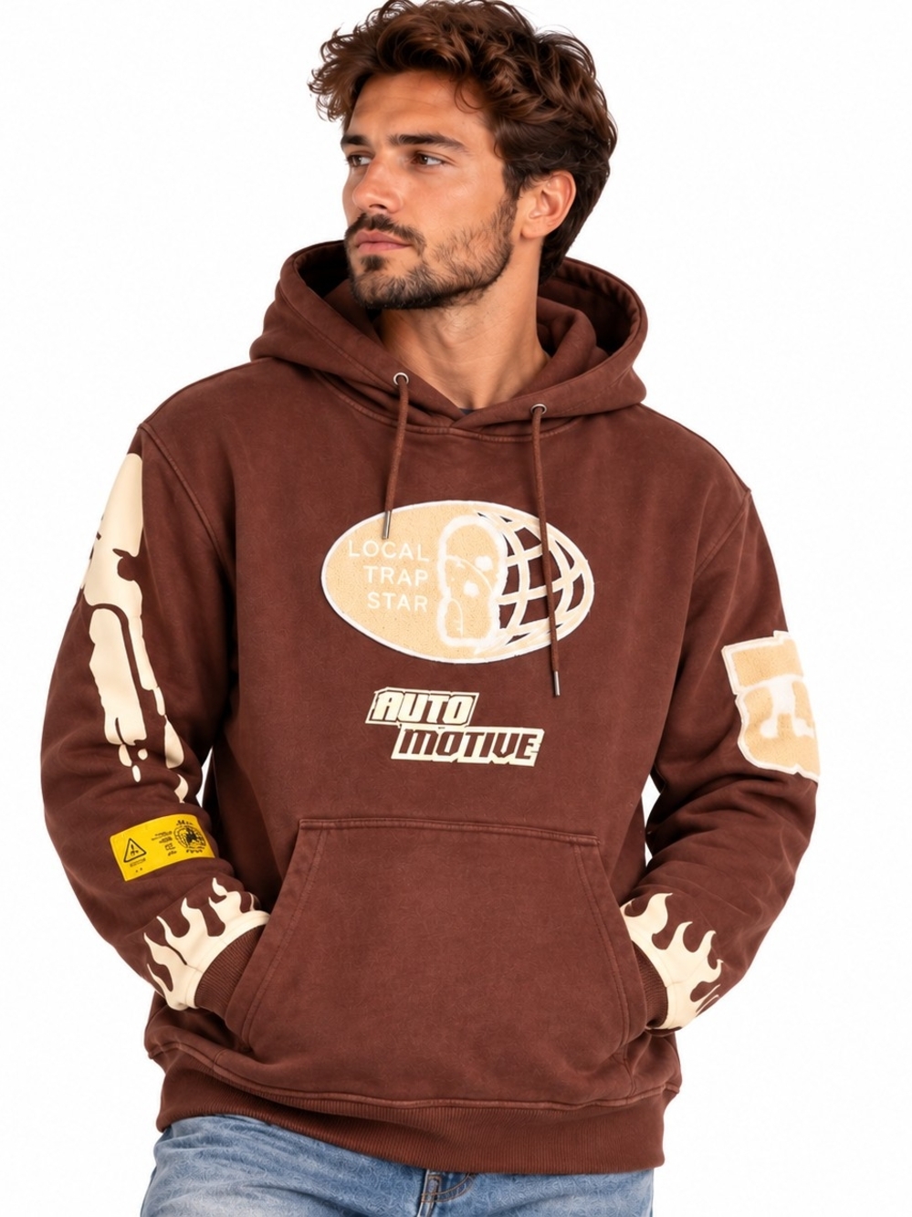 Local Trapstar Hoodie Mens L Brown Local To Global Korean Graphic Streetwear